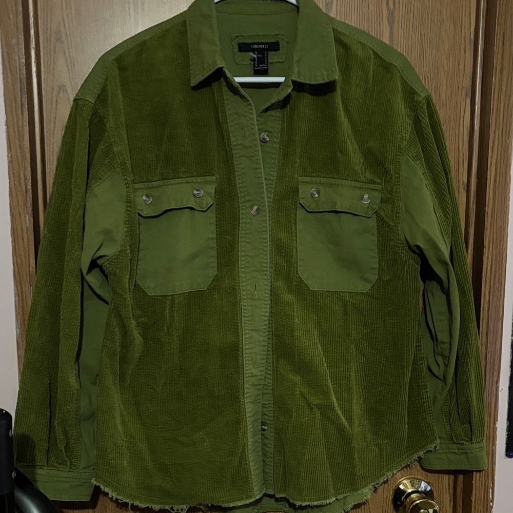 Forever 21 Olive Corduroy Shirt Jacket